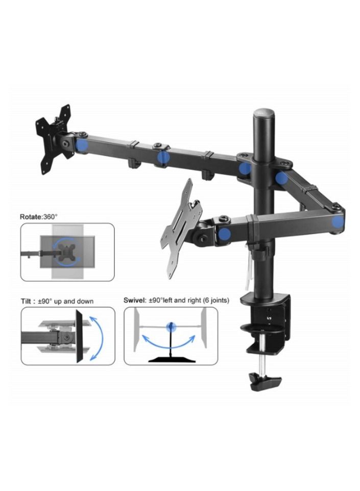oem Dual Computer Monitor Arm Flexible Desk Mount Monitor Bracket Stand Black - Image 3