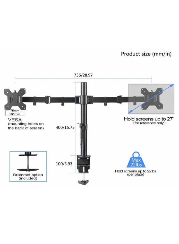 oem Dual Computer Monitor Arm Flexible Desk Mount Monitor Bracket Stand Black - Image 4