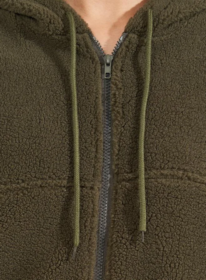 Styli Oversized Longline Faux Fur Zip Through Hoodie