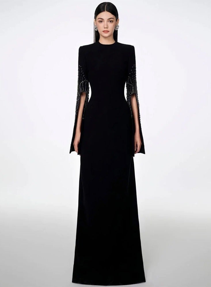 NIBEMINENT Fashion Elegant Evening Dress With Beaded And Split Sleeves For Long Ladies  - Image 1