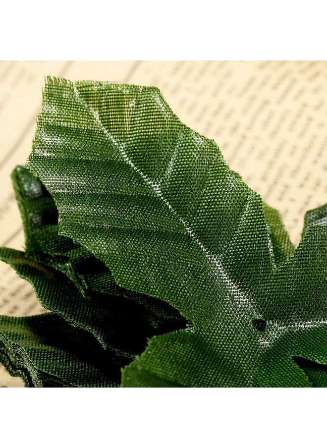 Dophee - dophee 50Pcs Artifical Leaves Rose Flower Leaf Wedding Bouquet Garden Home Decor Crafts - Green - Image 1