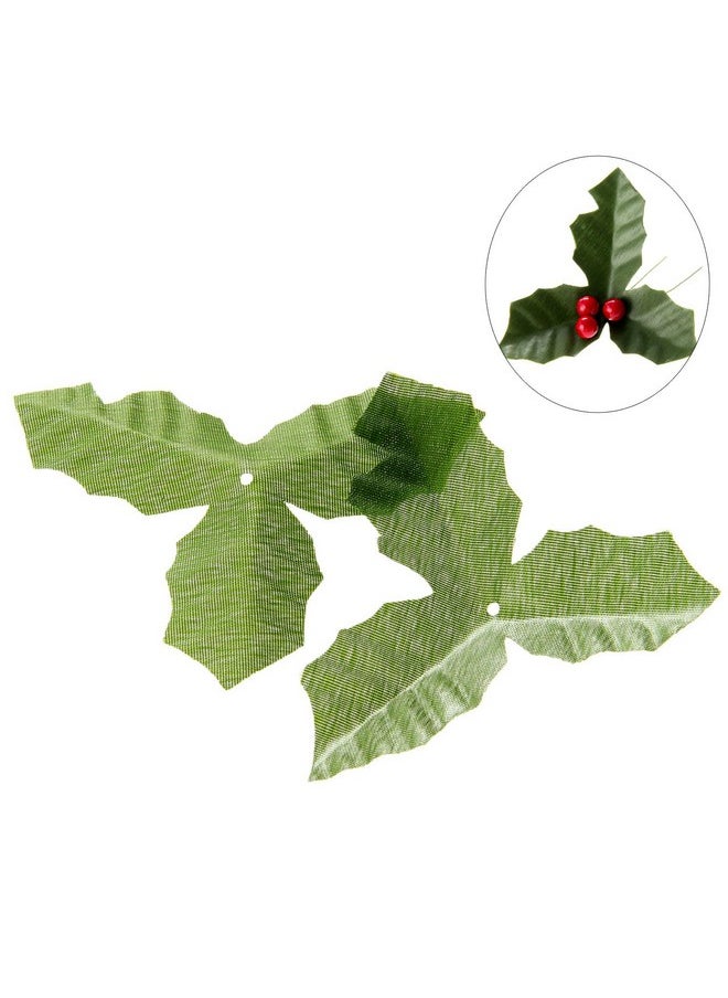 Dophee - dophee 50Pcs Artifical Leaves Rose Flower Leaf Wedding Bouquet Garden Home Decor Crafts - Green - Image 1