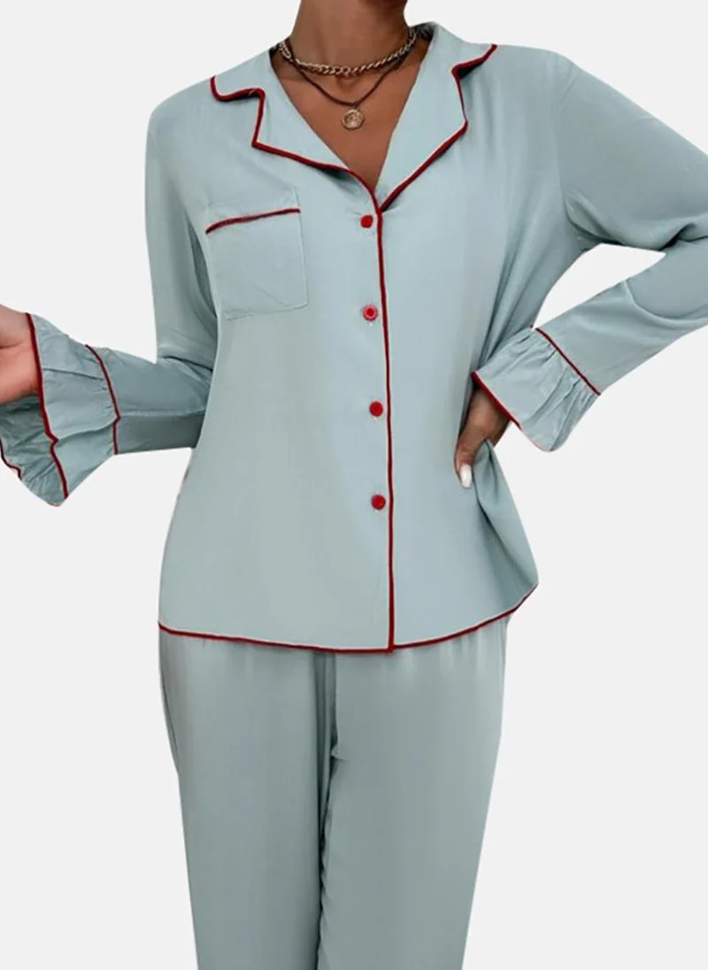 يونيكي Blue Solid Pyjamas & Shirt