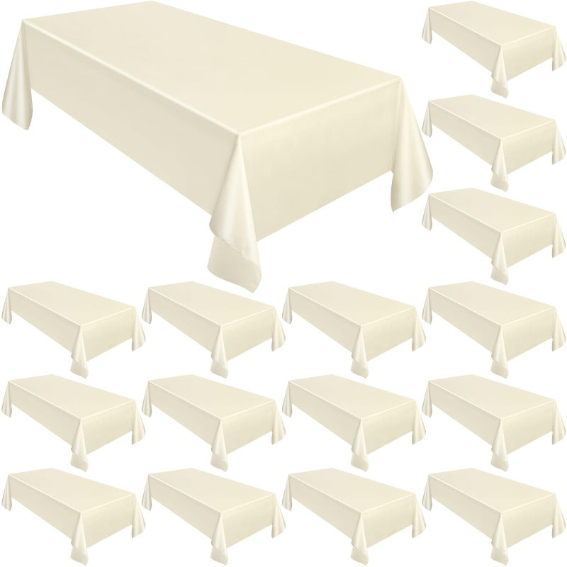 Moukeren 18 Pack Rectangle Tablecloths 58 x 102 Inch Table Cloth Reusable Washable Polyester Table Clothes Bulk for 6 ft Tables for Wedding Party Restaurant Ivory White