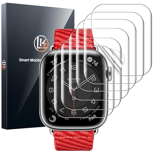 LK 6 Pack for Apple Watch Screen Protector 45mm Series 9 8 7 New Version AntiScratch SelfHealing Soft TPU Screen Protector for Apple Watch 45mm Bubble Free HD Transparent Touch Sensitive - Image 1