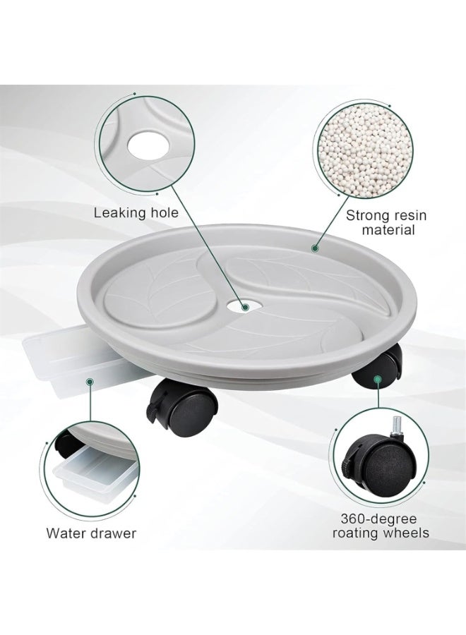 LAMAY SHOP 3 PCS 14 inch Plant Caddy with 4 Wheels and Drainage Tray,Round Flower Pot Mover,Garden Rolling Plant Stand,Plant Pallet Dolly for Heavy Duty Planter,Loading Capacity 88Lbs - Image 3