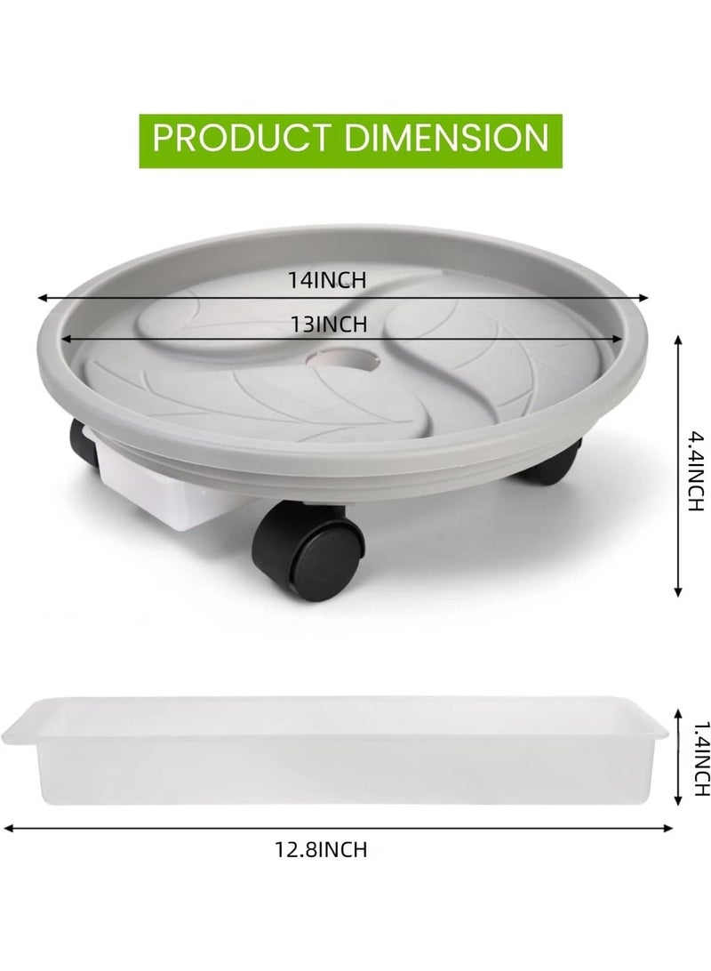 LAMAY SHOP 3 PCS 14 inch Plant Caddy with 4 Wheels and Drainage Tray,Round Flower Pot Mover,Garden Rolling Plant Stand,Plant Pallet Dolly for Heavy Duty Planter,Loading Capacity 88Lbs - Image 2