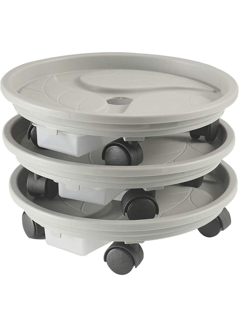 LAMAY SHOP 3 PCS 14 inch Plant Caddy with 4 Wheels and Drainage Tray,Round Flower Pot Mover,Garden Rolling Plant Stand,Plant Pallet Dolly for Heavy Duty Planter,Loading Capacity 88Lbs - Image 1