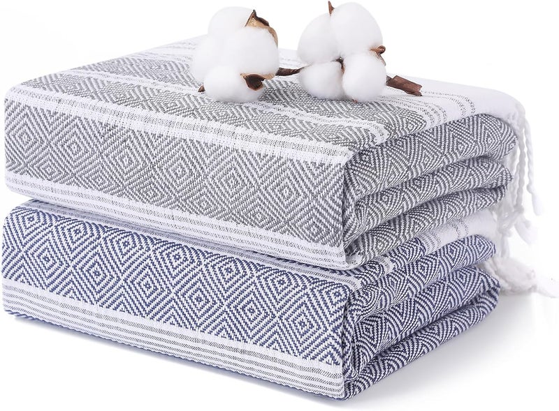 Antfuny 2 Packs Cotton Turkish Beach Towels Quick Dry Sand Free Oversized Bath Pool Swim Towel Large Extra Xl Big Blanket Adult Travel Essentials Cruise Accessories Must Haves Clearance Vacation Stuff - Image 1