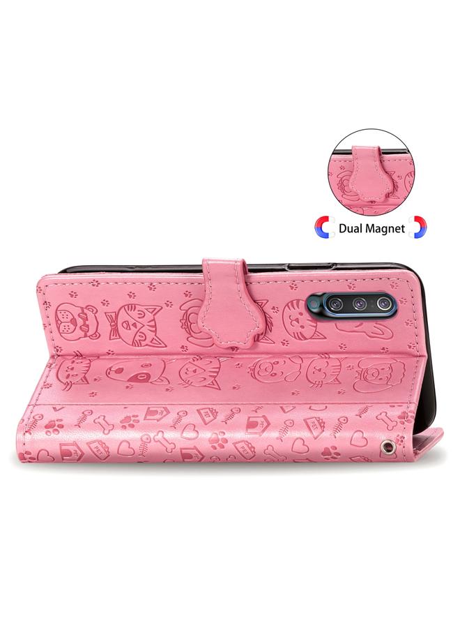 اس-توب جراب لهاتف Galaxy A70/A70S، جراب جلدي أفقي منقوش عليه قطة وكلب لطيف مع حامل / فتحة بطاقة / محفظة / حبل - Image 4