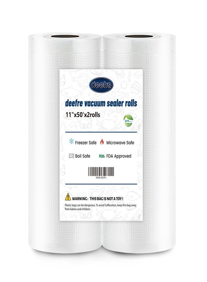 Deefre Vacuum Sealer Bags 2 Rolls 11"x50' Commercial Grade Food Saver Bags for Seal a Meal, BPA Free, Heavy Duty, Great for vac Storage, Meal Prep or Sous Vide - Image 1
