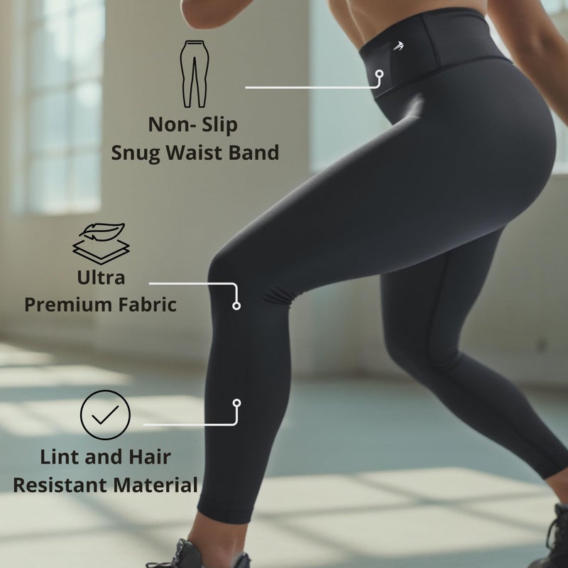 CompressionZ Women's Compression Leggings High Waisted Performance Shaping Gym, Pilates, Travel, Yoga, Workout Pants W/Pockets Carbon Gray X-Large - Image 2