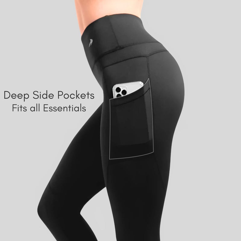 CompressionZ Women's Compression Leggings High Waisted Performance Shaping Gym, Pilates, Travel, Yoga, Workout Pants W/Pockets Carbon Gray X-Large - Image 4