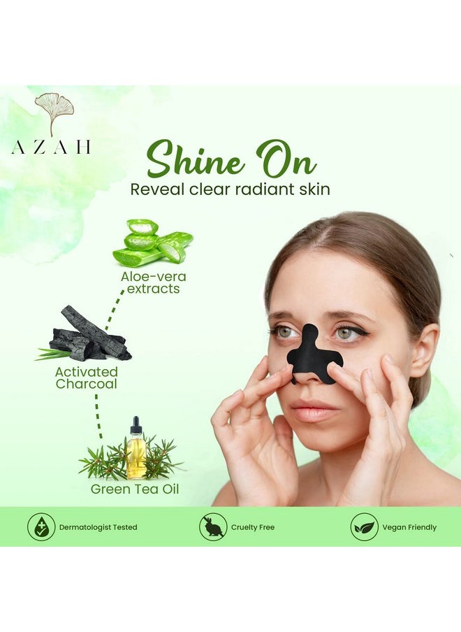 AZAH - Ultra Deep Cleansing Nose Strips For Blackhead Removal | With Aloe Vera & Activated Charcoal | Unclog Pores, Removes Whiteheads, Excess Oil & Dirt| | Extended Design | Pack Of 10 - Image 1