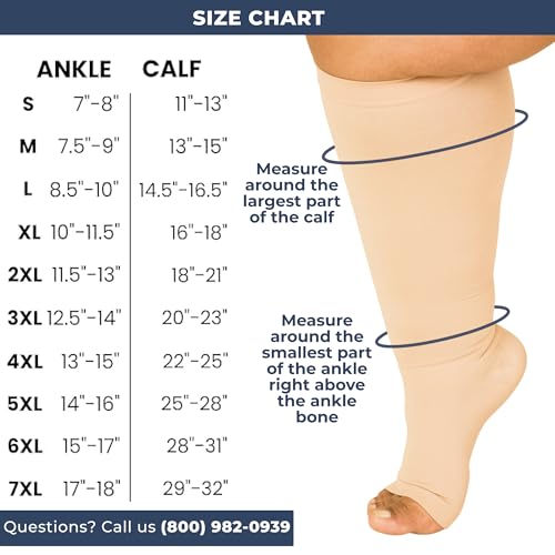 Mojo Compression socks Compression Socks for Women and Men 20-30 mmHg Knee High - Women and Mens Compression Stockings with Open Toe for Airplane Travel Circulation - Beige, Large - AB211 - Image 5
