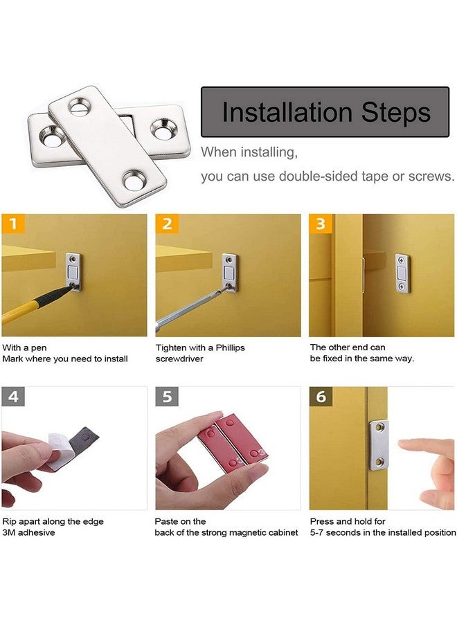 XAMILE Magnetic Door Catch Ultra Thin Cabinet Magnets Stainless Steel Cabinet Door Magnetic Catch, Adhesive Cabinet Door Magnets for Kitchen Closet Drawer Magnetic Cabinet Latch (6 Pack) - Image 5