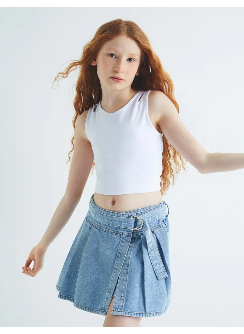 كوتون Crop Undershirt Double Strap Cotton