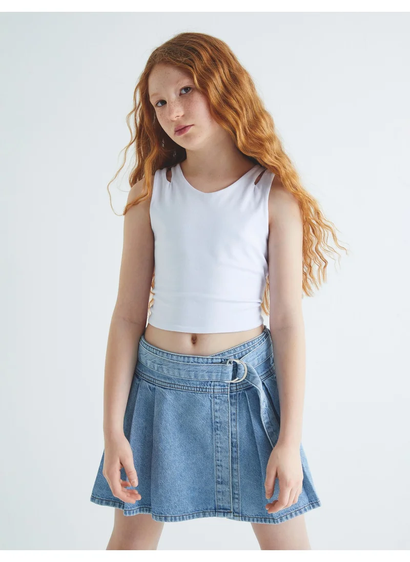 كوتون Crop Undershirt Double Strap Cotton