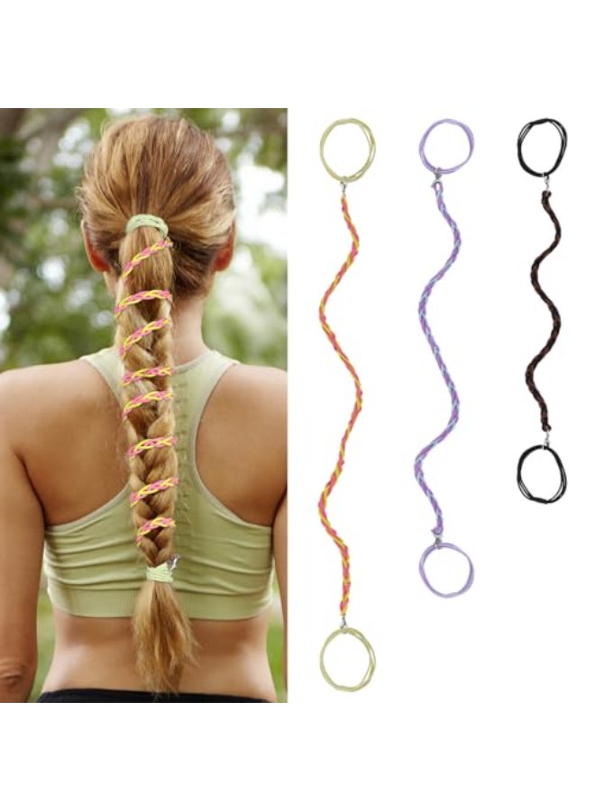 TBUKEOM 3 Packs Colorful Elastic Spiral Hair Ties for Women Girls No Damage Ponytail Holders for Fine Thin Long Curly Hair Stretchy Braided Hair Bands for Sports 22 Inch 26 Inch 33 Inch - Image 1