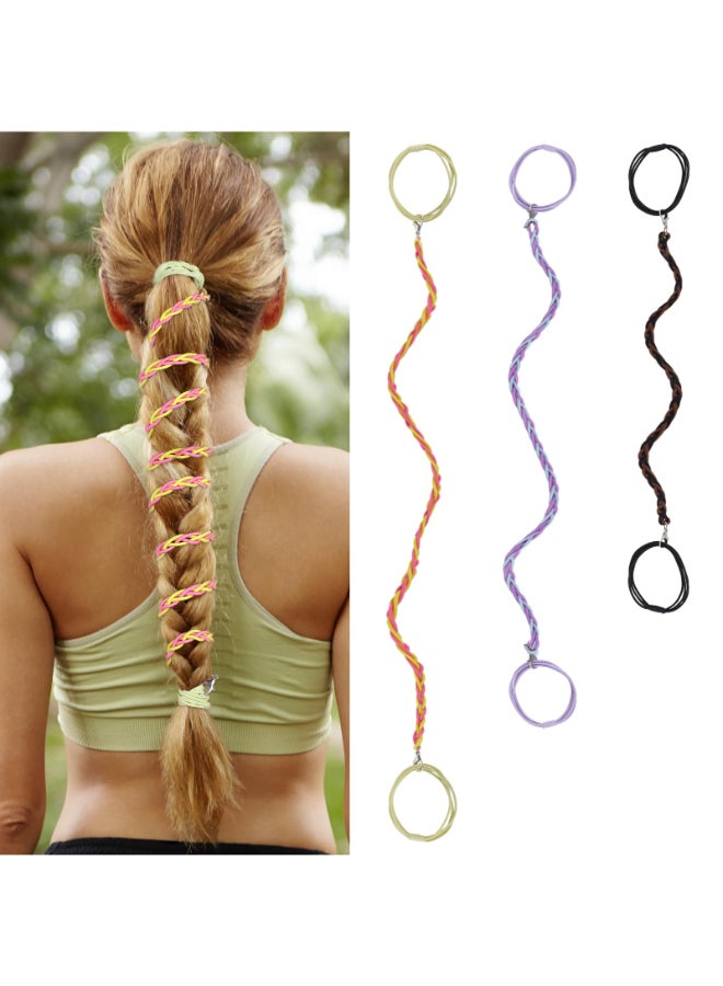 TBUKEOM 3 Packs Colorful Elastic Spiral Hair Ties for Women Girls No Damage Ponytail Holders for Fine Thin Long Curly Hair Stretchy Braided Hair Bands for Sports 22 Inch 26 Inch 33 Inch - Image 2