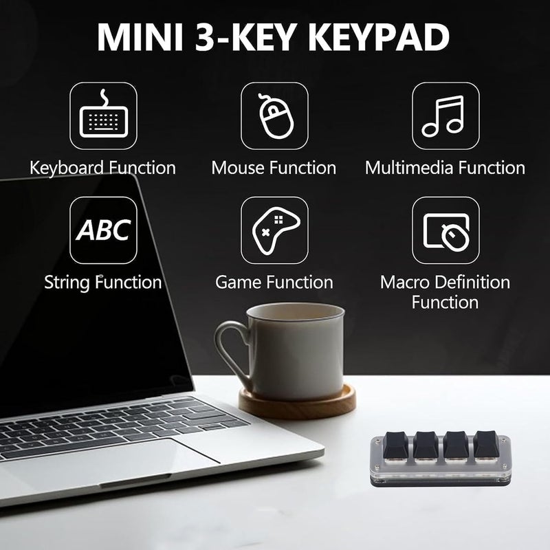 4 Key Mini Keypad Programmable Mechanical Keypad with USB C Cable for Gaming Office Music Media Industrial Control - Image 4