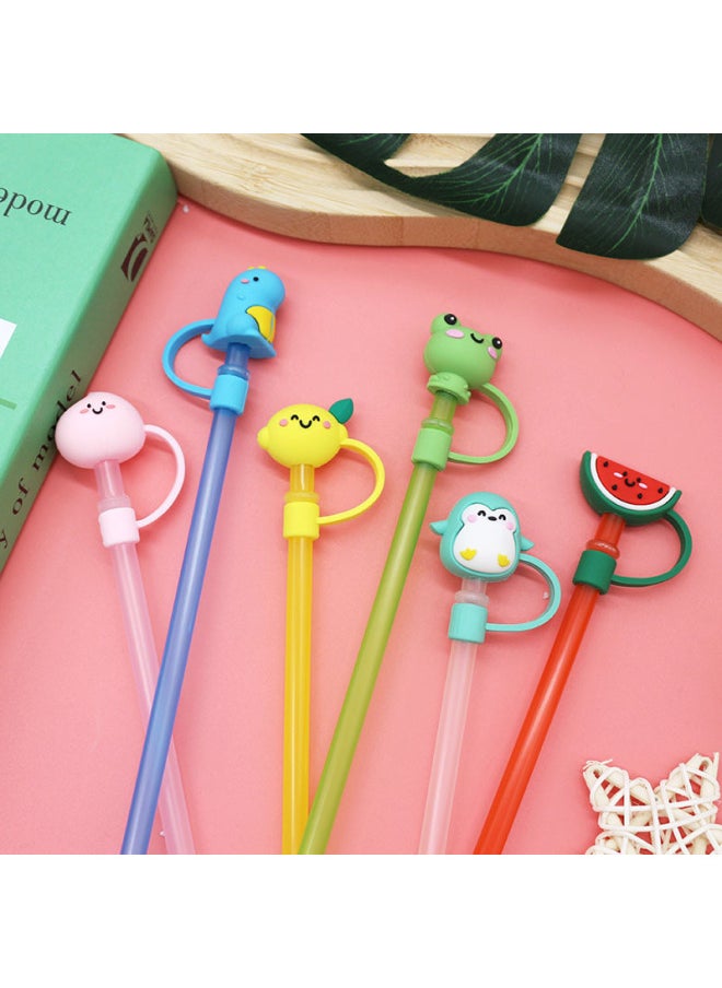 Generic - 3d Silicone Straw Cap Cute Cartoon Dustproof Straw Plug Creative Pvc Sleeve Durable Drinking Utensils Kitchen Accessories-Color:Penguin 8mm-new-Specifications:Includes Straw (straws In Random Colors) - Image 1