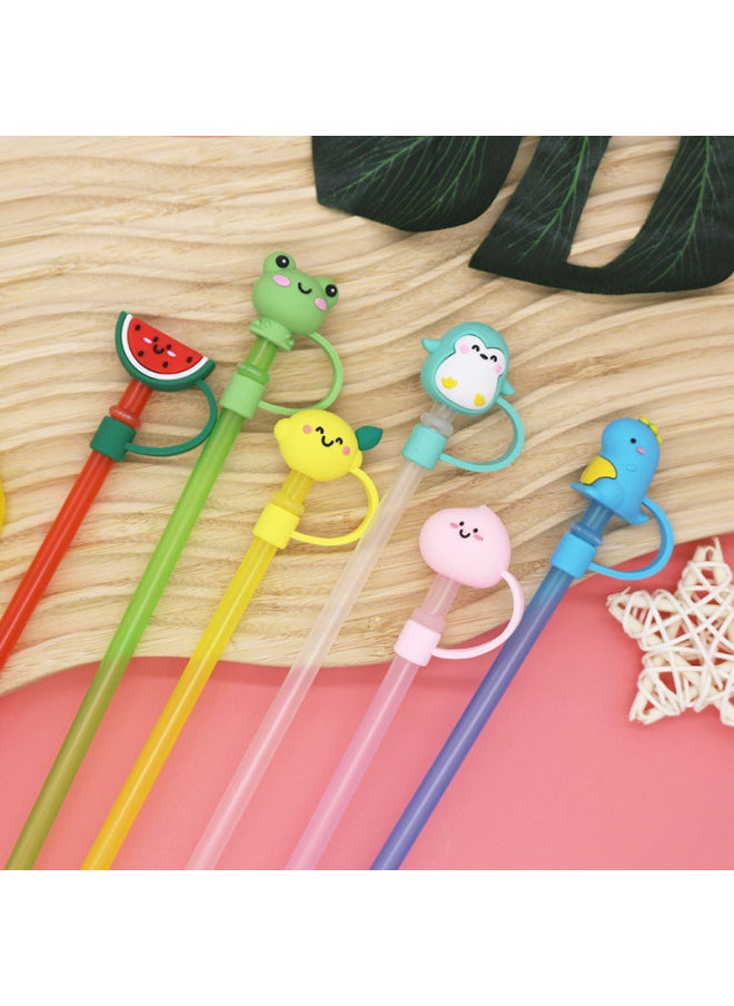 Generic - 3d Silicone Straw Cap Cute Cartoon Dustproof Straw Plug Creative Pvc Sleeve Durable Drinking Utensils Kitchen Accessories-Color:Penguin 8mm-new-Specifications:Includes Straw (straws In Random Colors) - Image 1