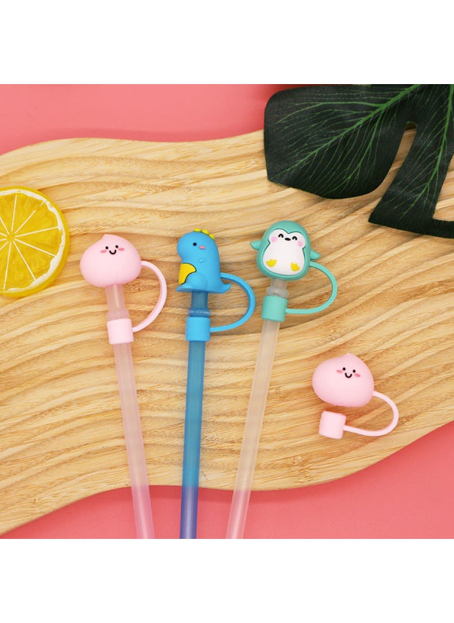 Generic - 3d Silicone Straw Cap Cute Cartoon Dustproof Straw Plug Creative Pvc Sleeve Durable Drinking Utensils Kitchen Accessories-Color:Penguin 8mm-new-Specifications:Includes Straw (straws In Random Colors) - Image 1
