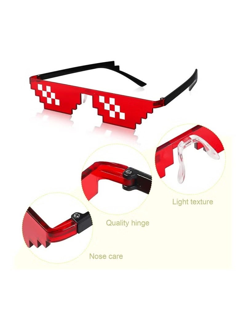 أخبار [5 حزمة] النظارات الشمسية ، الرجال نساء الزجاج 8 بتات بكسل نظارات الفسيفساء صور الدعائم للجنسين غلاف شمسي للبالغين المراهقين ألوان متعددة ， نظارات فسيفساء ملونة 2D مضحكة - Image 3