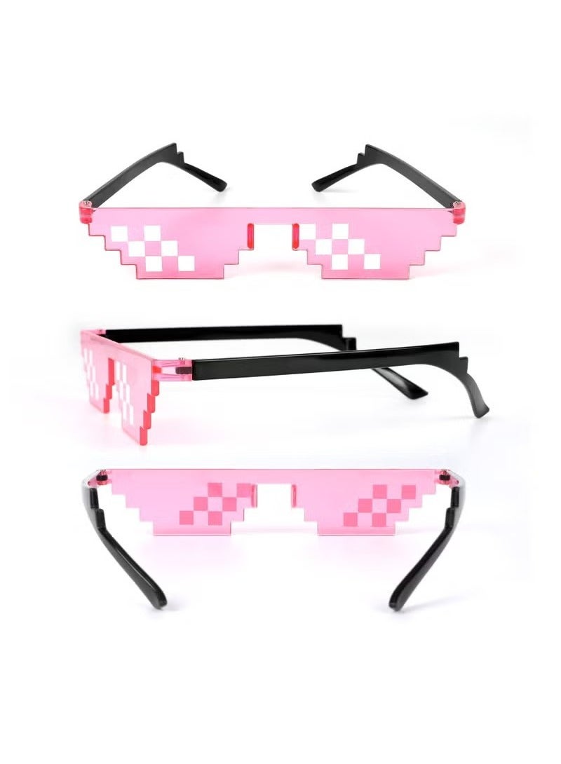 أخبار [5 حزمة] النظارات الشمسية ، الرجال نساء الزجاج 8 بتات بكسل نظارات الفسيفساء صور الدعائم للجنسين غلاف شمسي للبالغين المراهقين ألوان متعددة ， نظارات فسيفساء ملونة 2D مضحكة - Image 4