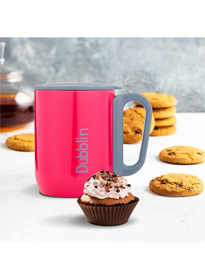 DUBBLIN Polo Stainless Steel Unbreakable Tea Coffee Mug Double Wall with Handle and Lid, Wide Mouth Mug Keeps Beverages Hot & Cold 270 ML Pink - Image 5