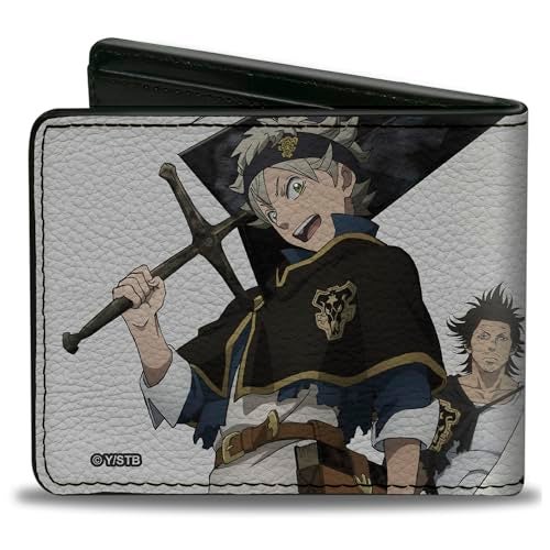 Buckle Down BuckleDown Crunchyroll Wallet Bifold Black Clover Asta Yami and Noelle Group Pose Gray Vegan Leather - Image 3