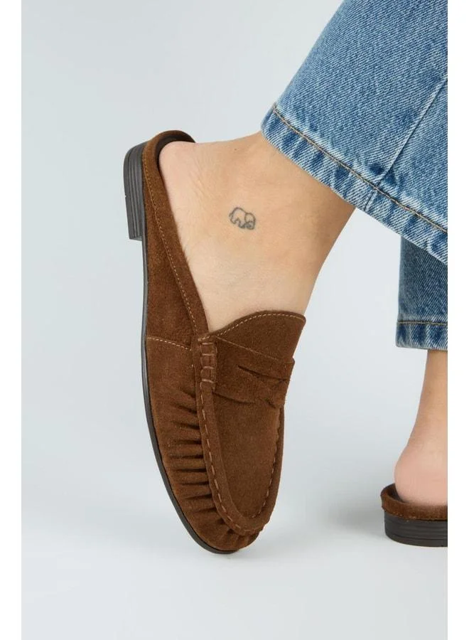 Manijero  Zuleyka Women's Real Leather Pleated Loafer Taba Sandal. for Women | Best Price UAE