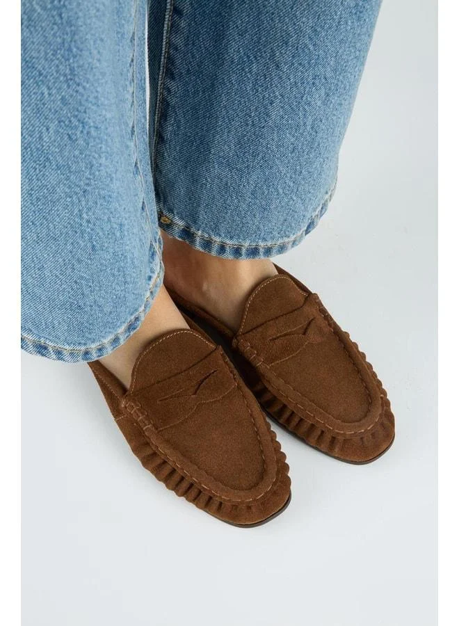 Manijero  Zuleyka Women's Real Leather Pleated Loafer Taba Sandal. for Women | Best Price UAE