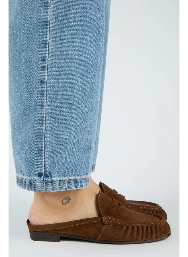Zuleyka Women's Real Leather Pleated Loafer Taba Sandal.