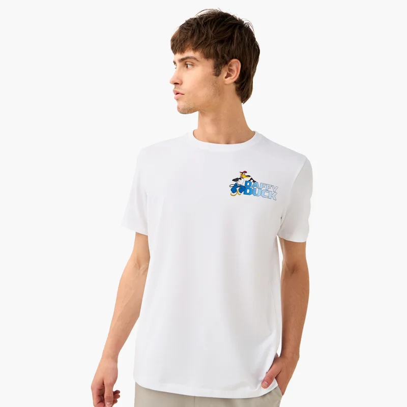 SP Characters Daffy Duck Print T-shirt with Crew Neck