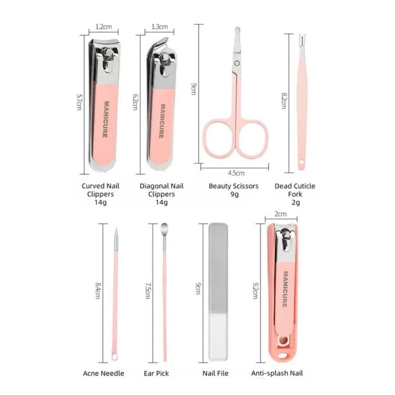 Simois 8 in 1 Nail Clipper Set – Professional Manicure & Pedicure Kit for Men & Women Portable Nail Clippers Set Stainless Steel Fingernail Cutter Personal Grooming Kits, Nail Care Tools Comes with Storage Box, Suitable for Men and Women Ideal for Nail Art & Foot Care, Portable Nail Clippers (Pack of 1, Pink) (8 Pcs) - Image 2