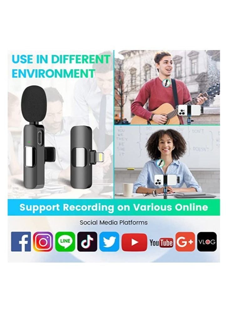 Generic - 2 Pack Wireless Microphone for iPhone iPad Mini iPhone Video Recording YouTube Interview TikTok Vlog - Image 1