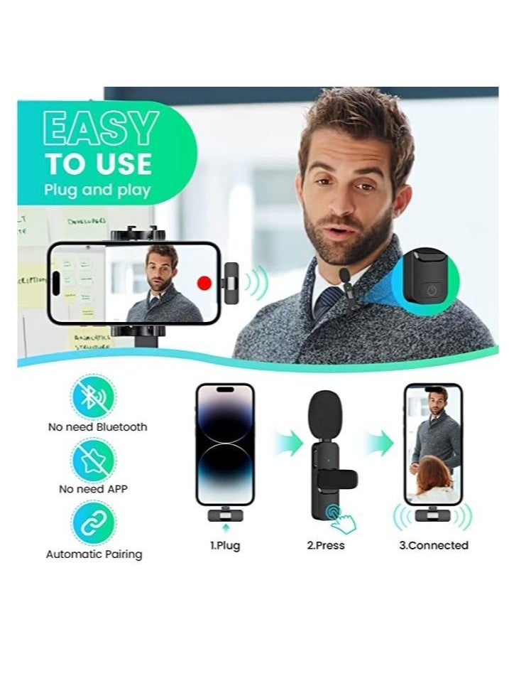 Generic - 2 Pack Wireless Microphone for iPhone iPad Mini iPhone Video Recording YouTube Interview TikTok Vlog - Image 1
