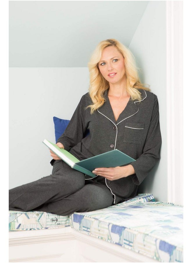 فيشرز فاينري - طقم بيجامة نسائي من Fishers Finery EcoFabric بطول كامل وأكمام طويلة (أزرق، مقاس كبير) - Image 1