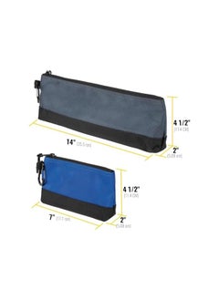 PROMASS promass Zipper Bag Tool Pouch with Carabiners, Canvas Tool Bags, 7-Inch Blue and 14-Inch Gray Utility Bags, Canvas Tool Multipurpose Pouch Tote Bag, with Reinforced Bottom, 2-Pack  - Image 4