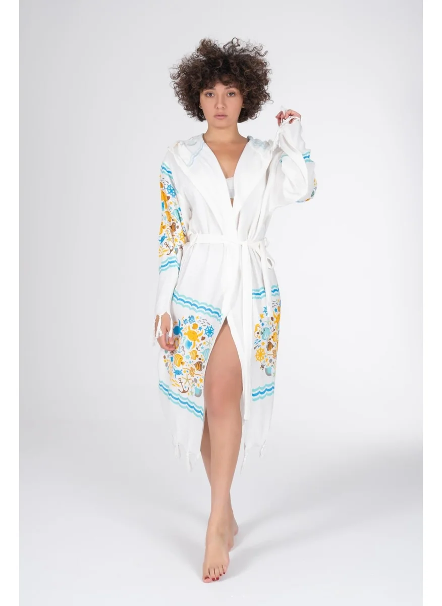 Varol Printed Bamboo Peshtemal Dressing Gown Bathrobe