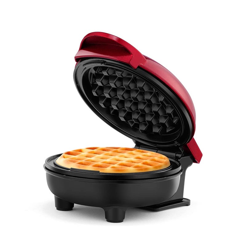 Holstein Housewares Holstein Housewares Personal NonStick Waffle Maker Metallic Red  4inch Waffles in Minutes 