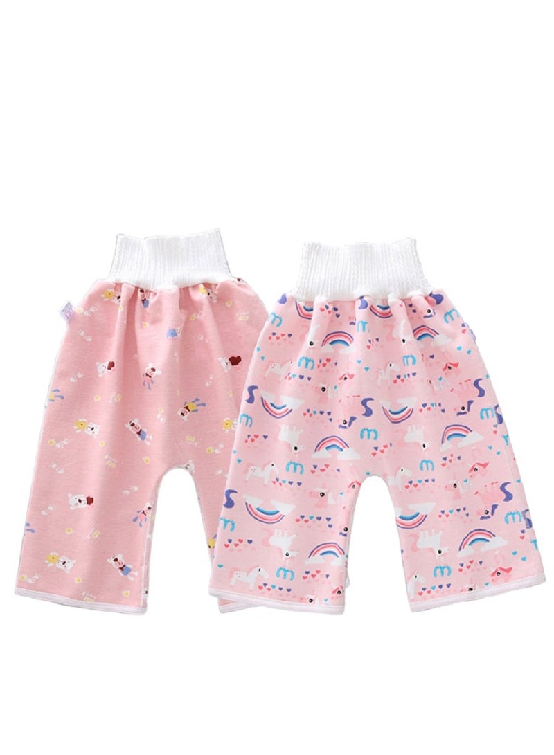 2 piece toddler training waterproof diaper pants baby girl - Multicolour  - Image 1