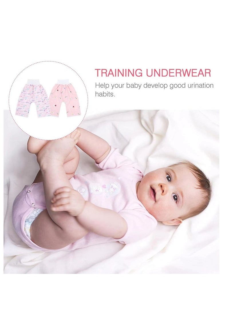 2 piece toddler training waterproof diaper pants baby girl - Multicolour  - Image 4