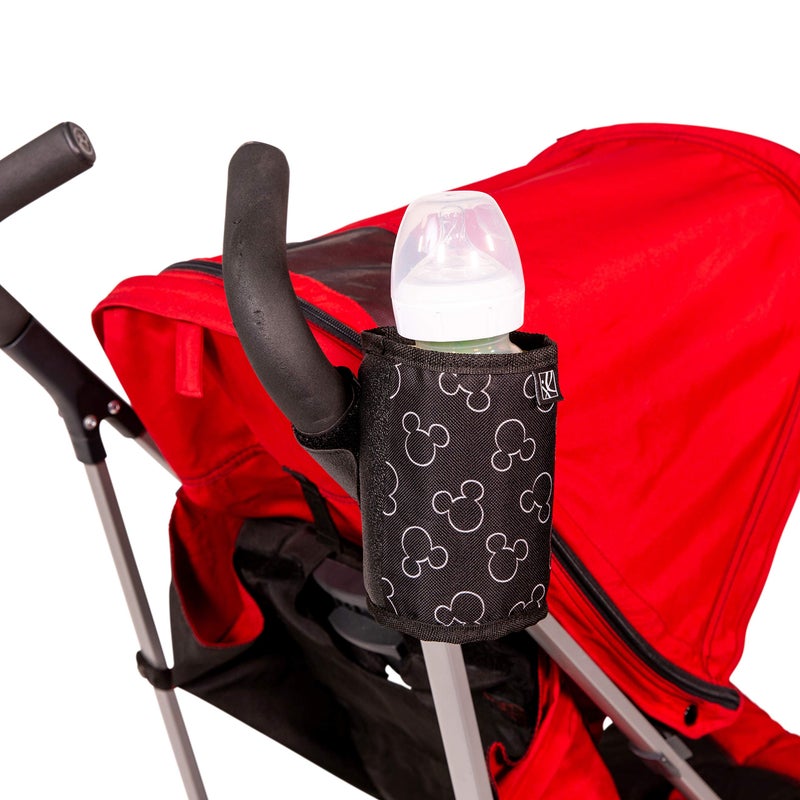 J.L. Childress Disney Baby by J.L. Childress Universal Cup Holder with Cell Phone Pocket - Disney Stroller Accessory and Travel Essential - Insulated, Cup and Cell Phone Holder - Mickey Mouse Black - Image 3