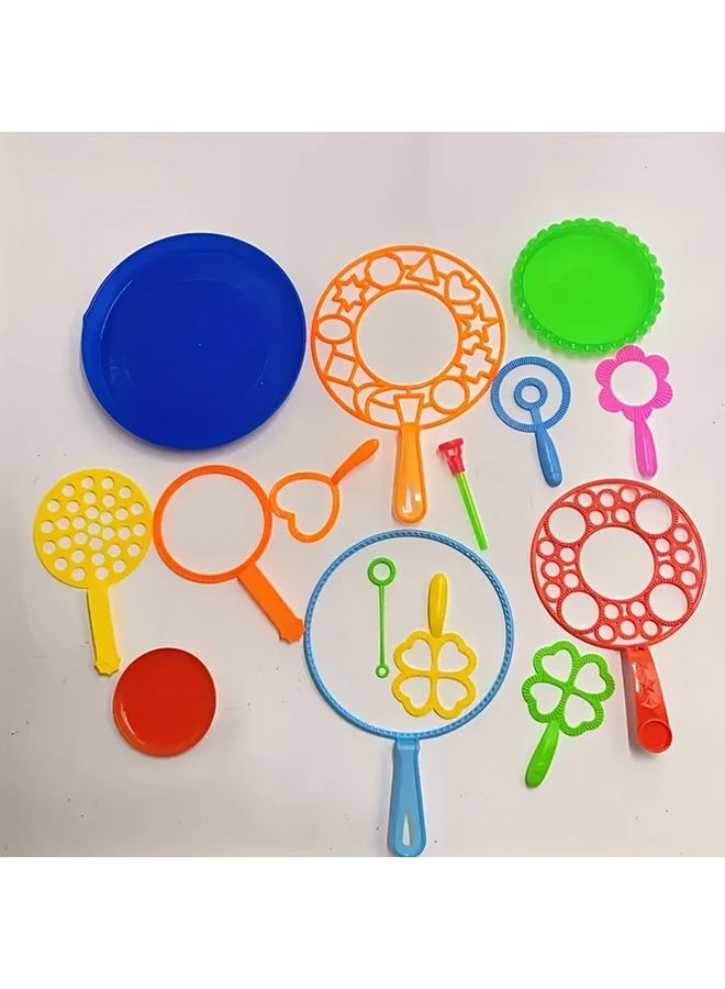 1 Set Bubble Tool Kit With Tray 15 Pcs Summer Outdoor Party Blowing Wand Toys - Image 1