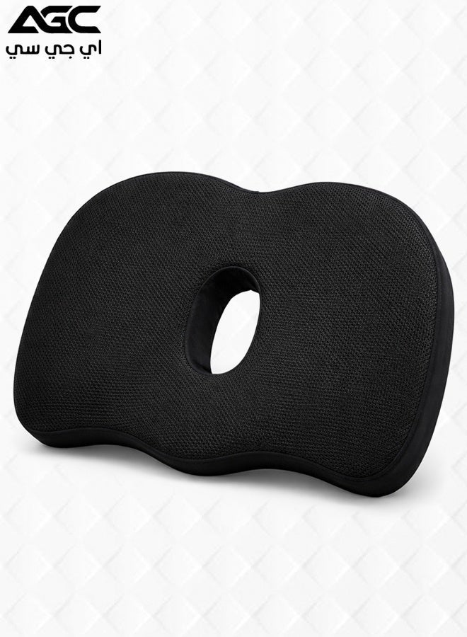 اي جي سي وسادة مقعد طبية من الإسفنج الذكي (Memory Foam) للسيارة ومقاعد المكتب — وسادة لتخفيف آلام العصعص وعظمة الذنب — تصميم مريح على شكل حرف U لدعم عرق النسا — غطاء مسامي غير قابل للانزلاق — ملاءمة شاملة للاستخدام أثناء القيادة، وفي المنزل، والمكتب، وعلى الكراسي المتحركة. - Image 1