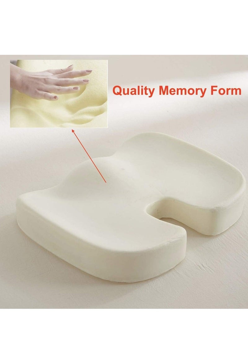 اي جي سي وسادة مقعد طبية من الإسفنج الذكي (Memory Foam) للسيارة ومقاعد المكتب — وسادة لتخفيف آلام العصعص وعظمة الذنب — تصميم مريح على شكل حرف U لدعم عرق النسا — غطاء مسامي غير قابل للانزلاق — ملاءمة شاملة للاستخدام أثناء القيادة، وفي المنزل، والمكتب، وعلى الكراسي المتحركة. - Image 4