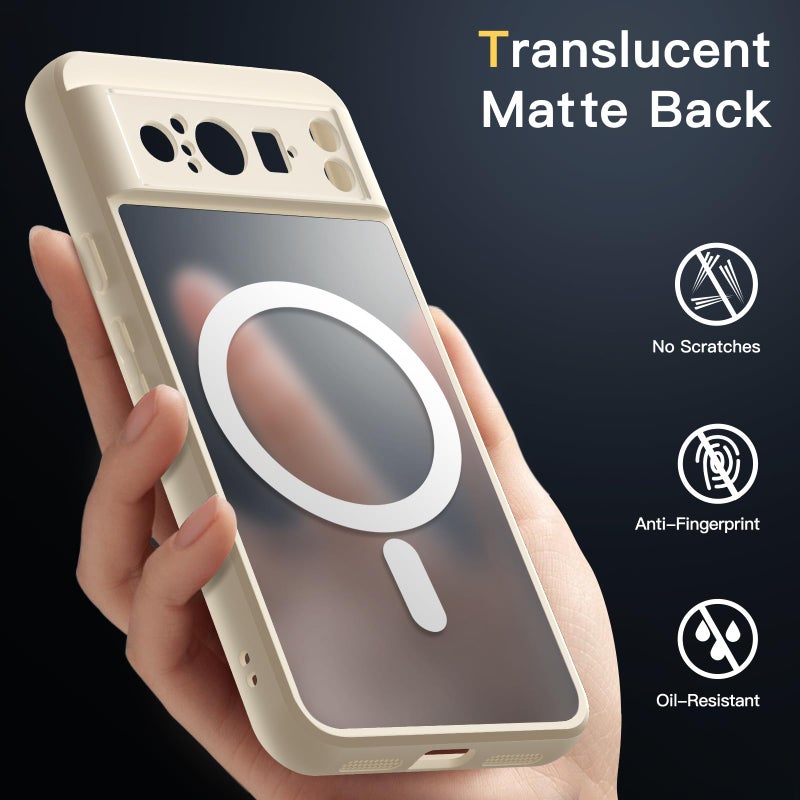 JETech Magnetic Case for Google Pixel 8 Pro 6.7-Inch 2023, Compatible with MagSafe, Translucent Matte Back Shockproof Phone Cover (Porcelain) - Image 5
